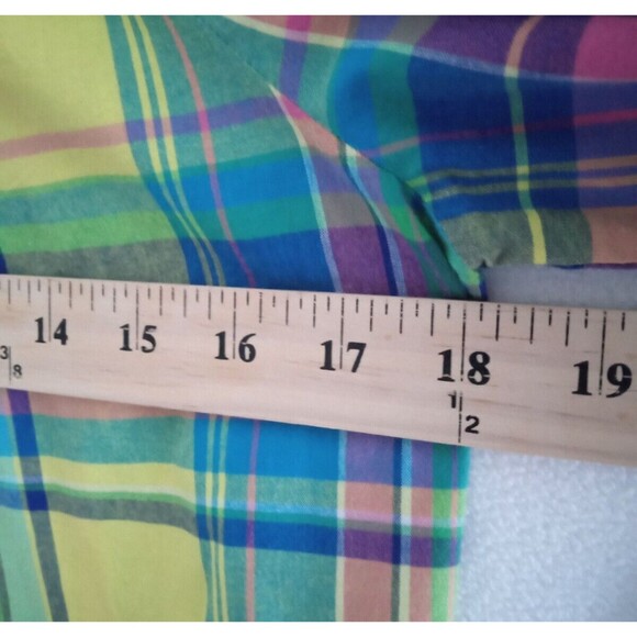 Ralph Lauren Top Girl 14 Multicolor Plaid Button Up Peasant Long Sleeves - Picture 7 of 10